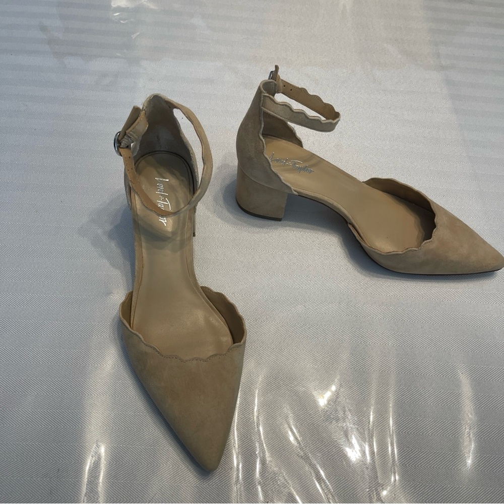 Lord & Taylor - Tan Suede Ankle Strap Heels